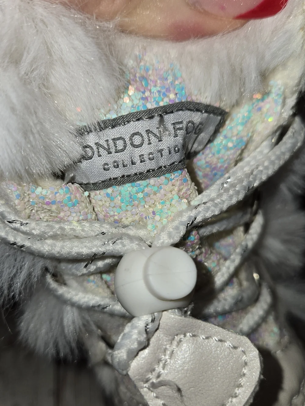 London Fog Girls Size 7M Silver Glitter Faux Fur Winter Snow Boots